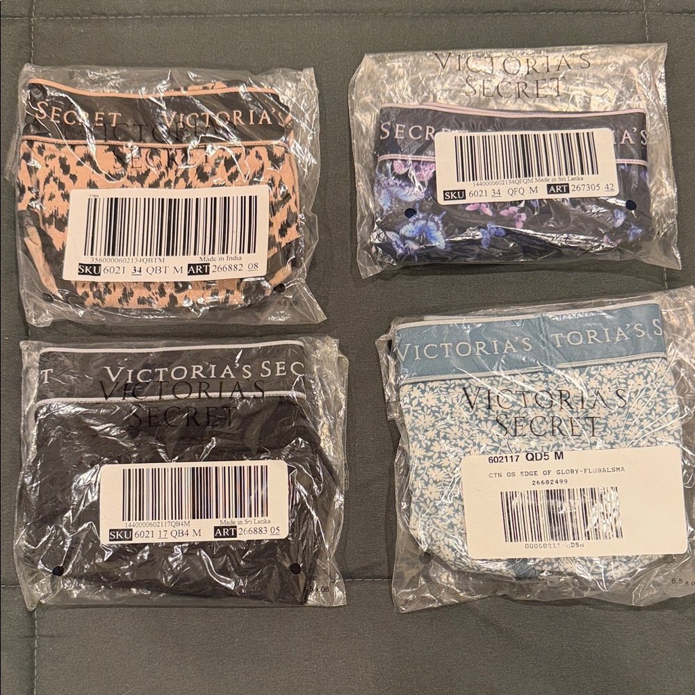 Victoria’s Secret 4-Panties NWT | Leopard, Black, Purple Butterfly, Blue Floral